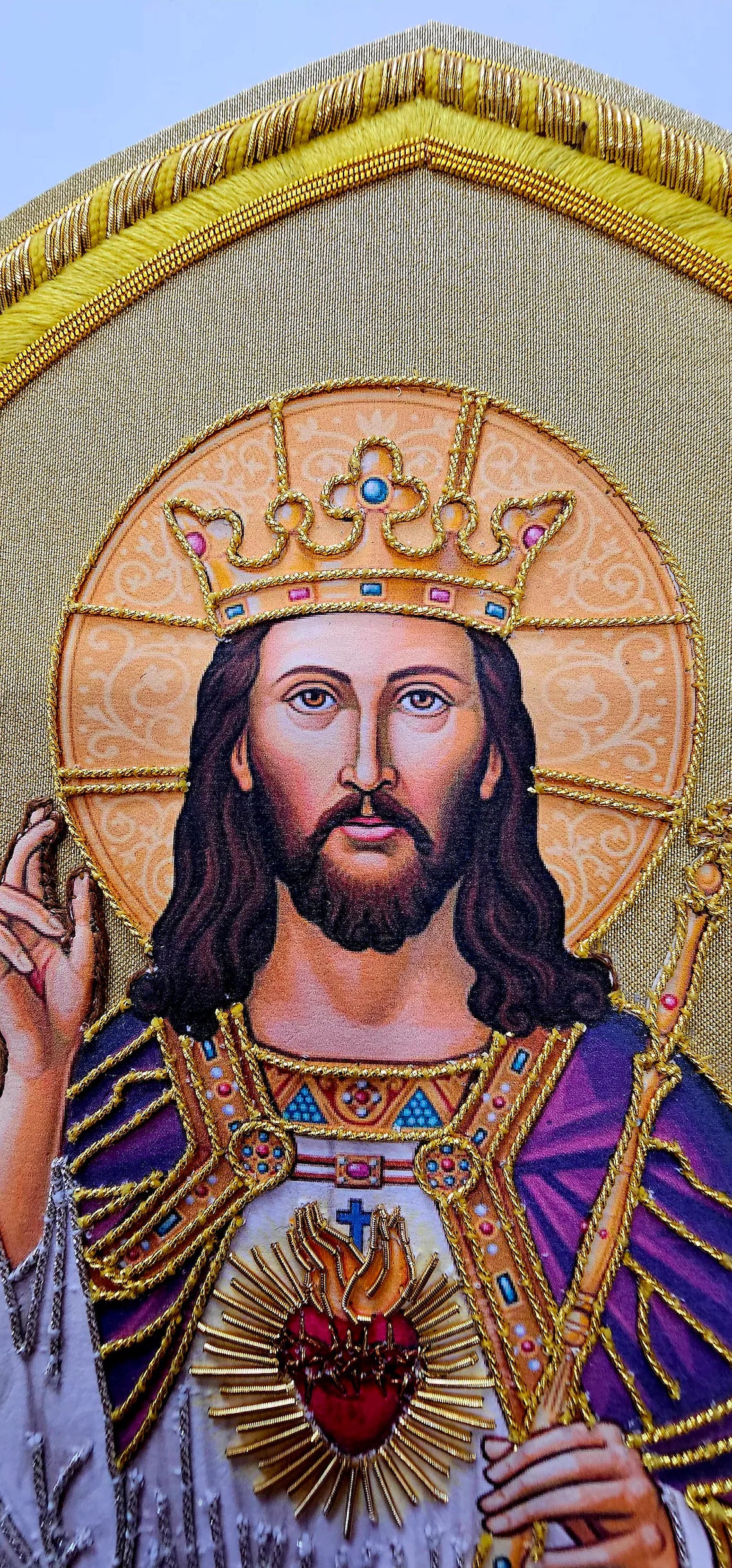 Christ sacred heart hand embroidered appliqué for catholic vestment, Catholic items