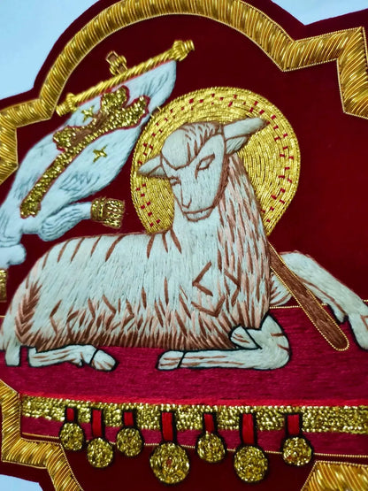 Hand-Embroidered Agnus Dei (Holy Lamb) Appliqué