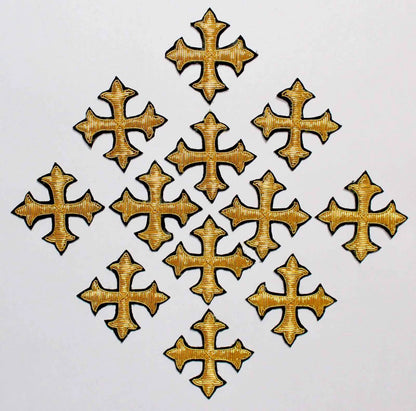 Hand-Embroidered Liturgical Cross Appliqué – Gold Bullion Wire