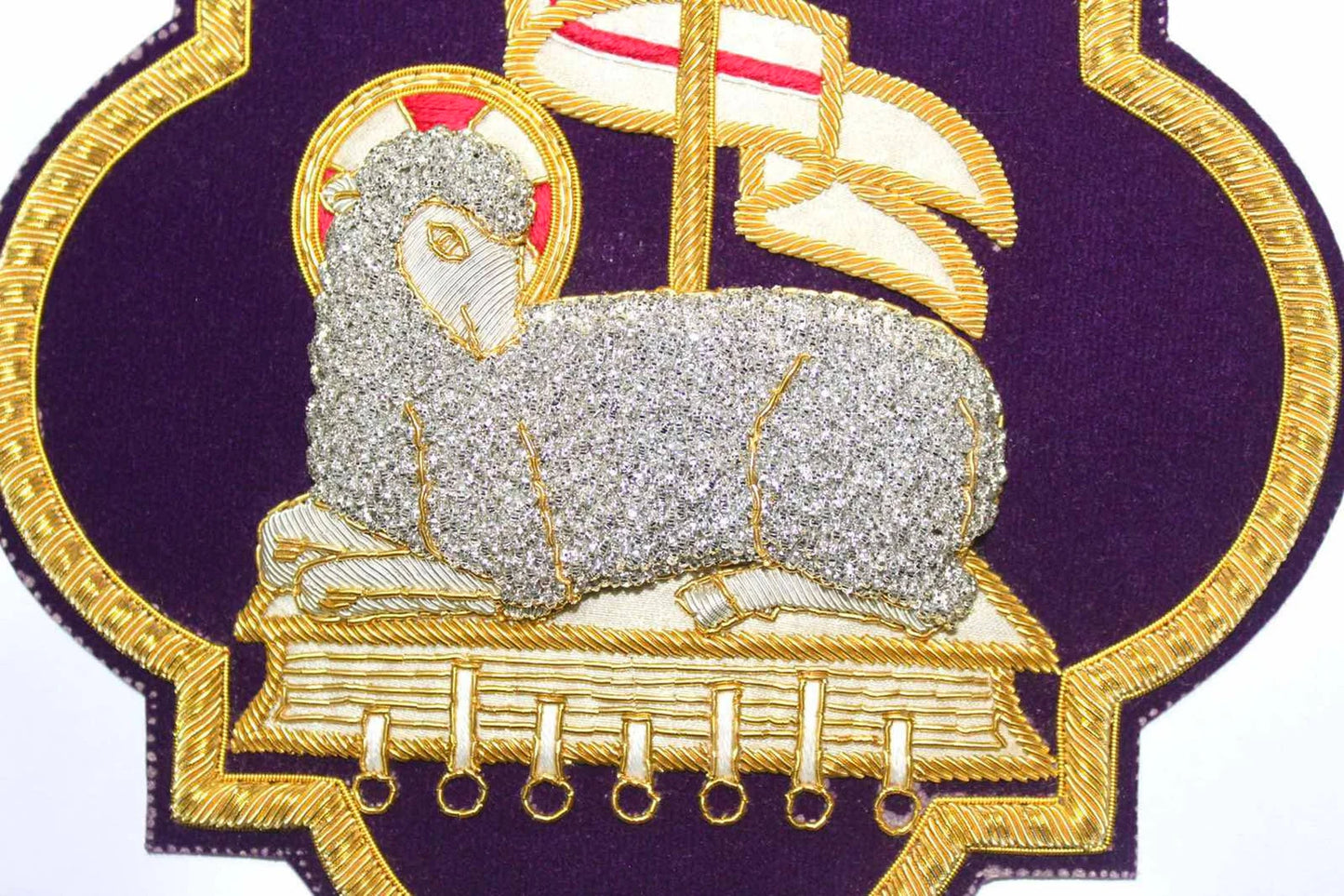 Holy Lamb Hand-Embroidered Liturgical Church Emblem Appliqué for Vestments