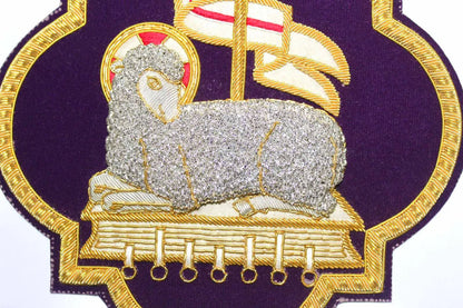 Holy Lamb Hand-Embroidered Liturgical Church Emblem Appliqué for Vestments