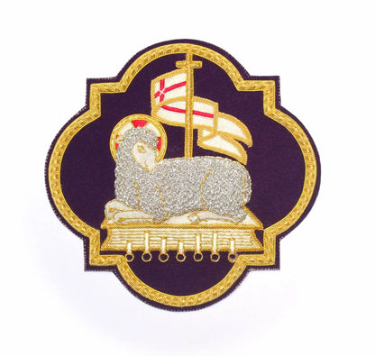 Holy Lamb Hand-Embroidered Liturgical Church Emblem Appliqué for Vestments