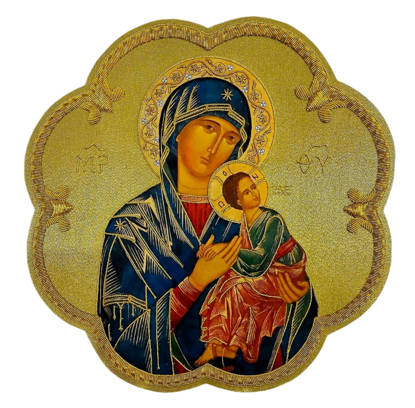 Hand-Embroidered &amp; Hand-Painted Our Lady of Perpetual Help Appliqué