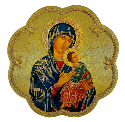 Hand-Embroidered &amp; Hand-Painted Our Lady of Perpetual Help Appliqué