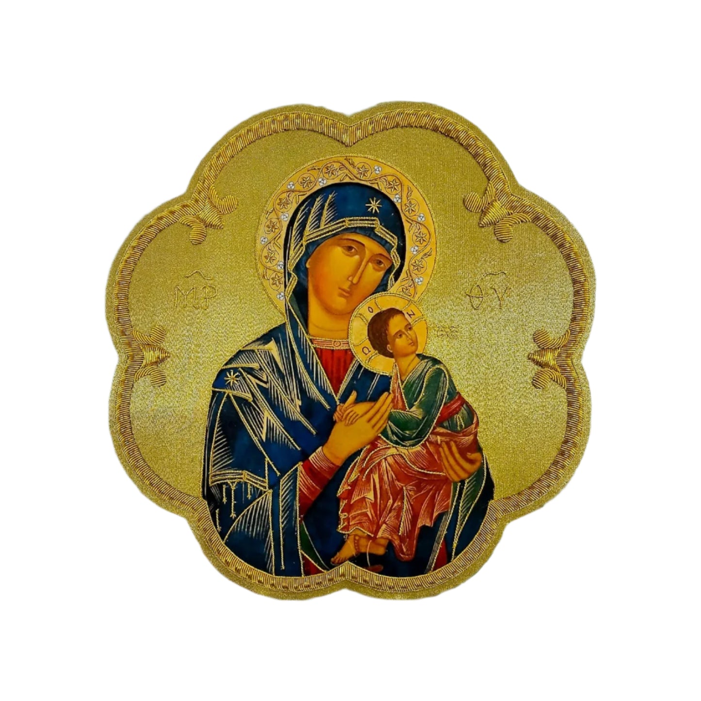 Hand-Embroidered &amp; Hand-Painted Our Lady of Perpetual Help Appliqué