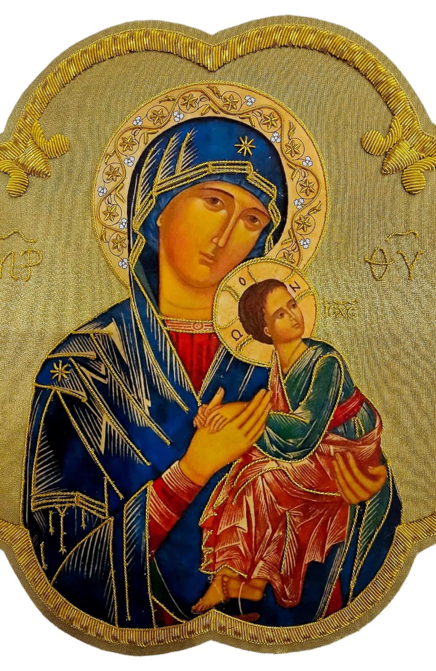 Hand-Embroidered &amp; Hand-Painted Our Lady of Perpetual Help Appliqué