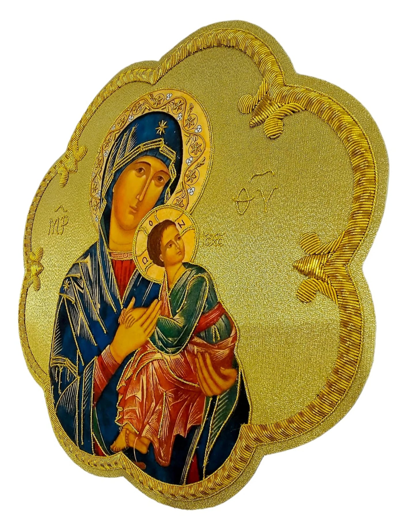 Hand-Embroidered &amp; Hand-Painted Our Lady of Perpetual Help Appliqué