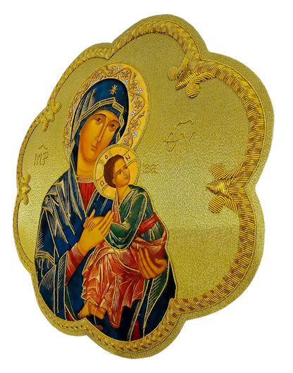 Hand-Embroidered &amp; Hand-Painted Our Lady of Perpetual Help Appliqué