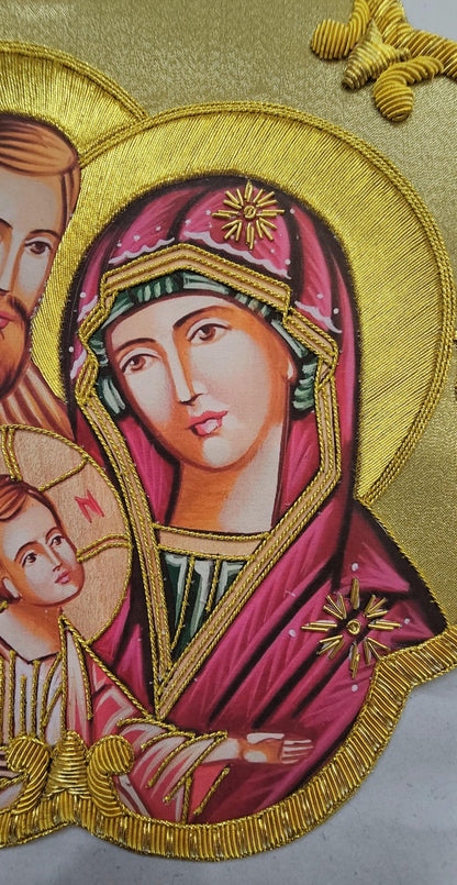 Holy Family appliqué Hand-Embroidered &amp; Printed | Sew-On