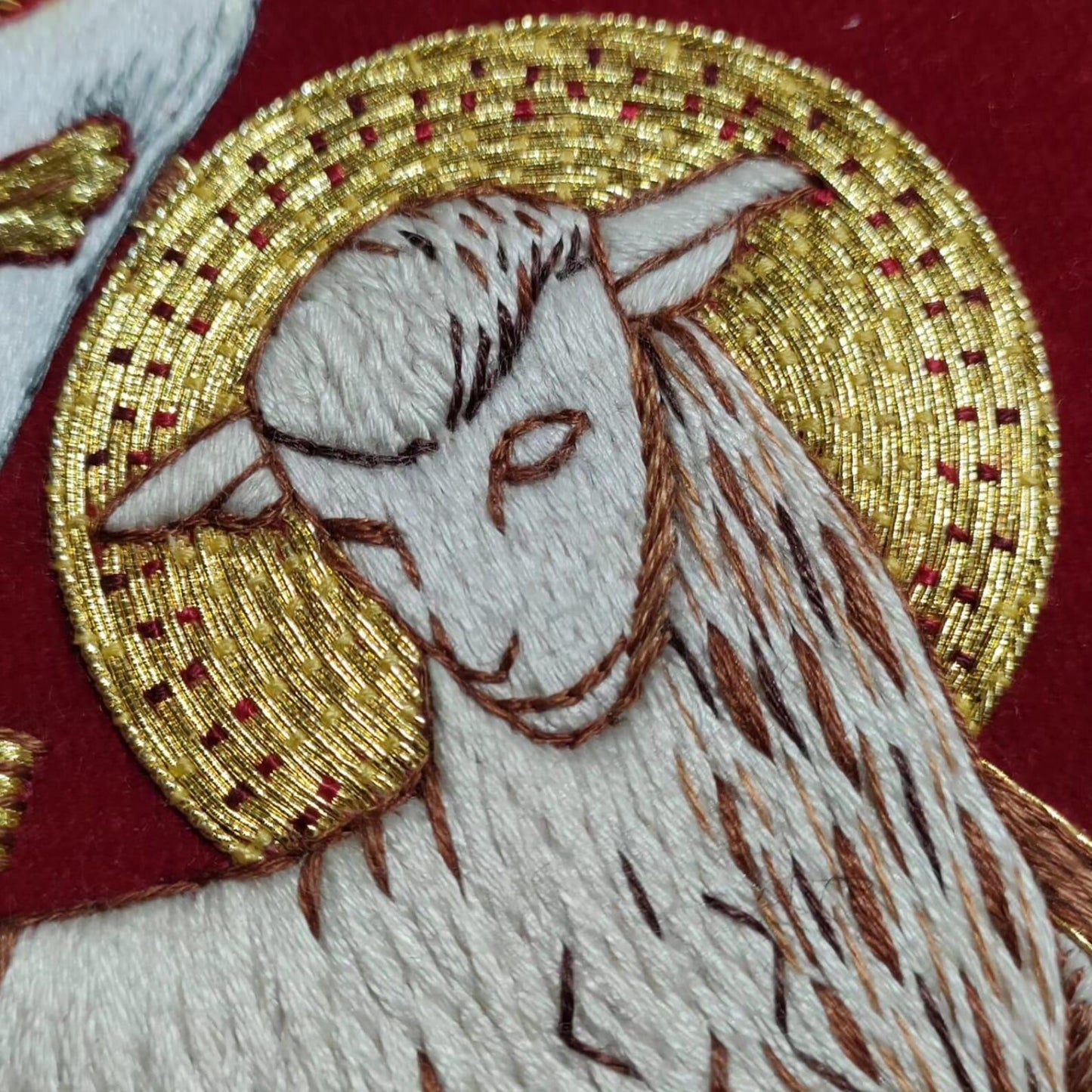 Hand-Embroidered Agnus Dei (Holy Lamb) Appliqué