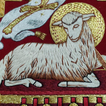 Hand-Embroidered Agnus Dei (Holy Lamb) Appliqué
