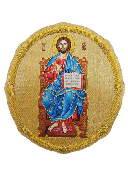 Aurum Sacrum – Christ Pantocrator” Hand-Embroidered &amp; Printed Appliqué for Catholic Vestments