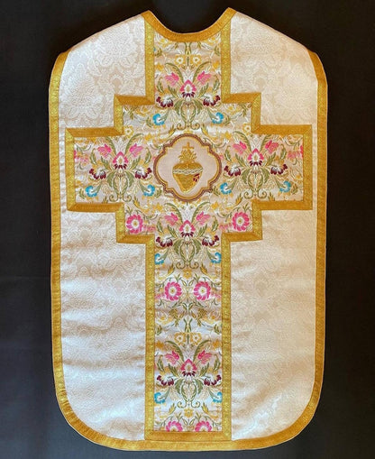 Sacred Heart Appliqué – Hand-Embroidered Bullion Work for Catholic Vestments