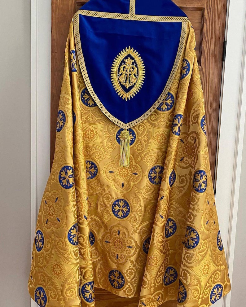 Exquisite Hand-Embroidered Marian Emblem for Catholic Church Vestments