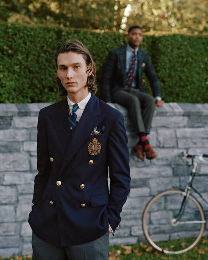 Lauren Hand-Embroidered Crest Patch on Black Felt – Perfect for Blazers, Jackets, and T-Shirts