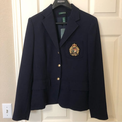 Lauren Hand-Embroidered Crest Patch on Black Felt – Perfect for Blazers, Jackets, and T-Shirts