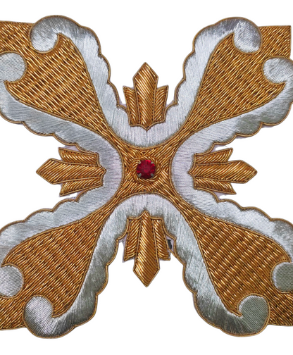 Gold &amp; Silver Hand-Embroidered Cross Set of 12 | Bullion Wire Liturgical Appliqué | Sew-On Cross for Vestments &amp; Banners | Handmade Church Embroidery