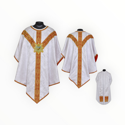 Beautiful Vestments With Hand Embroidered Sacred Heart Applique With Rays