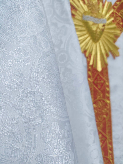 Beautiful Vestments With Hand Embroidered Sacred Heart Applique With Rays