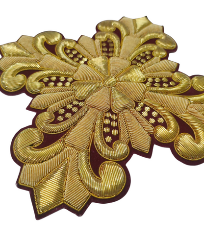 Gold Bullion Hand-Embroidered Cross Set of 11 | Sew-On Liturgical Appliqué on Velvet | Church Vestment Cross Embroidery | Handmade Ecclesiastical Art