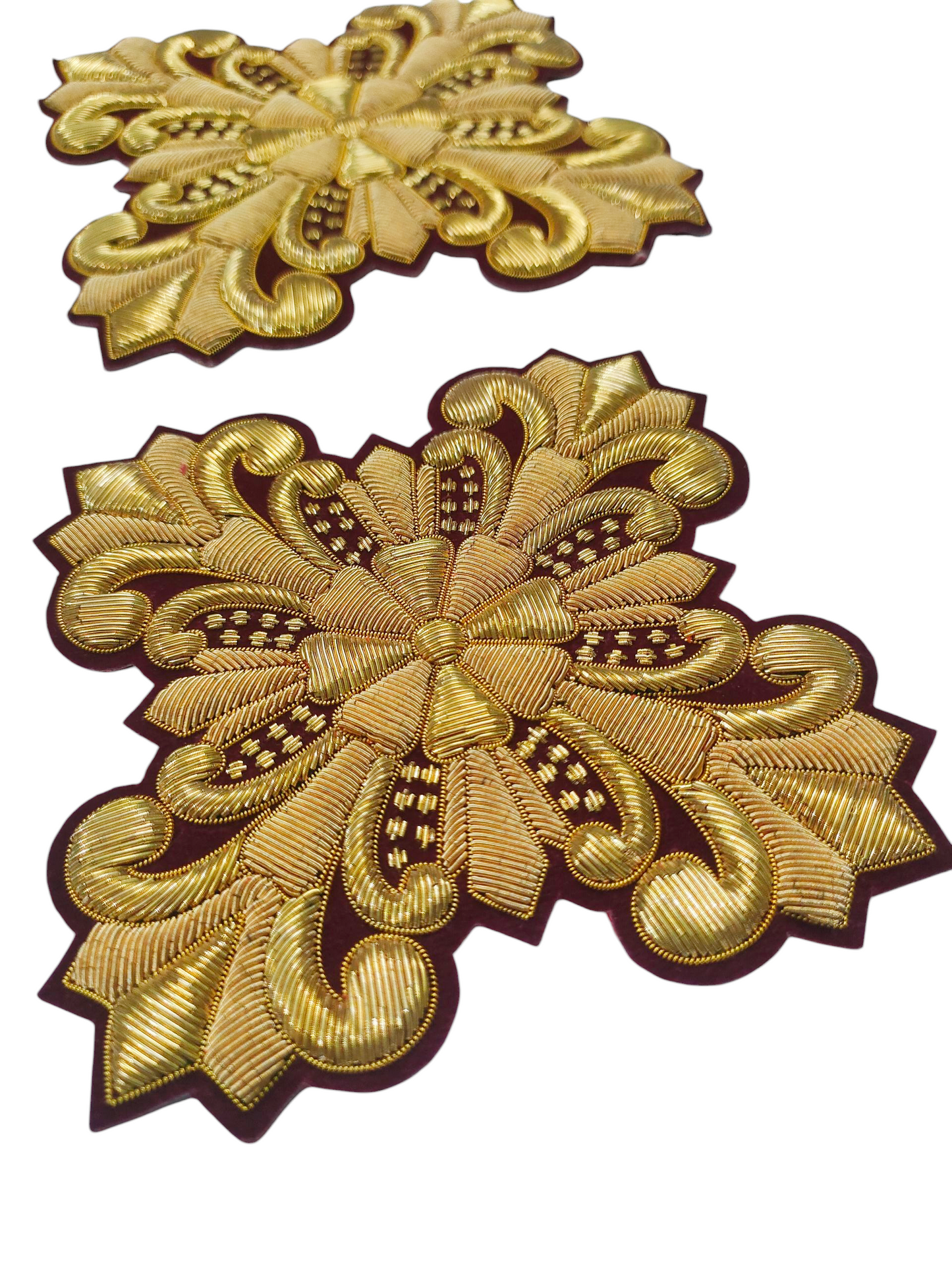 Gold Bullion Hand-Embroidered Cross Set of 11 | Sew-On Liturgical Appliqué on Velvet | Church Vestment Cross Embroidery | Handmade Ecclesiastical Art