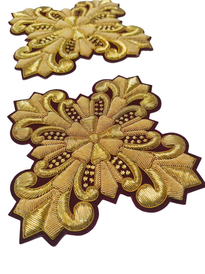 Gold Bullion Hand-Embroidered Cross Set of 11 | Sew-On Liturgical Appliqué on Velvet | Church Vestment Cross Embroidery | Handmade Ecclesiastical Art