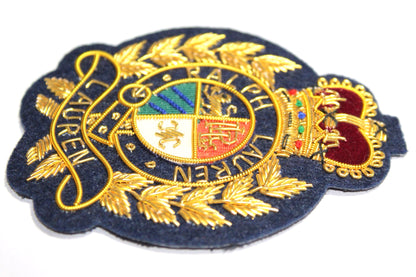 Lauren Hand-Embroidered Crest Patch on Navy Blue Felt – Perfect for Blazers, Jackets, and T-Shirts
