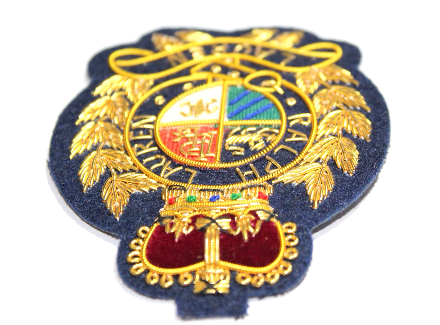 Lauren Hand-Embroidered Crest Patch on Navy Blue Felt – Perfect for Blazers, Jackets, and T-Shirts