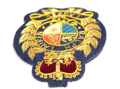 Lauren Hand-Embroidered Crest Patch on Navy Blue Felt – Perfect for Blazers, Jackets, and T-Shirts